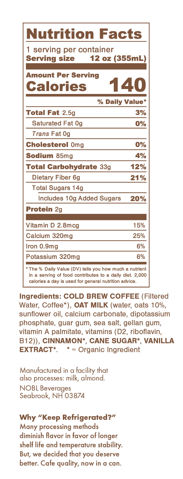 NOBL Seasonal Release - Snickerdoodle Latte (12/case)
